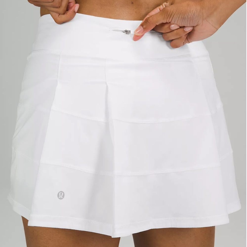 lululemon white pace rival mid-rise skirt